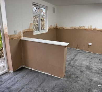 Room during damp treatment and replastering